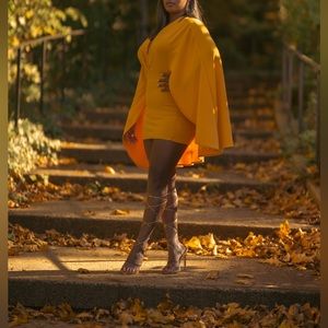Orange Caped Mini Dress